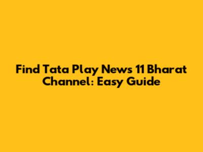 Find Tata Play News 11 Bharat Channel: Easy Guide