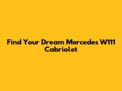 Find Your Dream Mercedes W111 Cabriolet