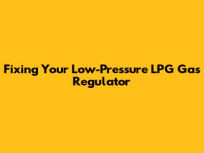 Fixing Your Low-Pressure LPG Gas Regulator