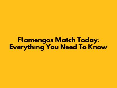 Flamengo's Match Today: Everything You Need To Know