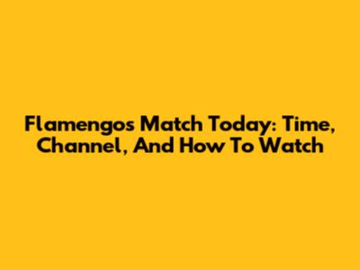 Flamengo's Match Today: Time, Channel, And How To Watch