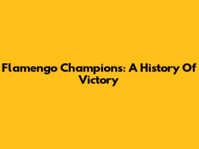 Flamengo Champions: A History Of Victory