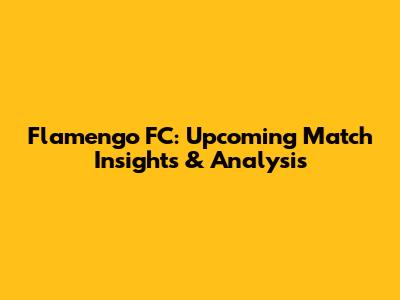 Flamengo FC: Upcoming Match Insights & Analysis