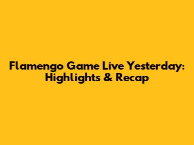 Flamengo Game Live Yesterday: Highlights & Recap