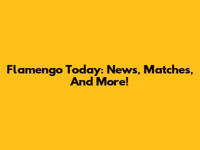 Flamengo Today: News, Matches, And More!