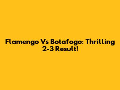 Flamengo Vs Botafogo: Thrilling 2-3 Result!