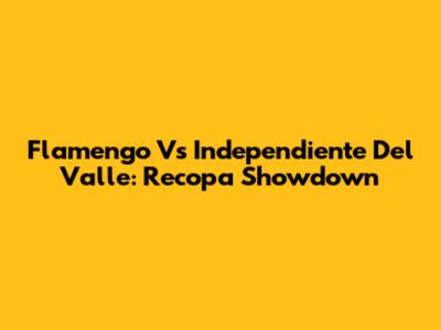 Flamengo Vs Independiente Del Valle: Recopa Showdown