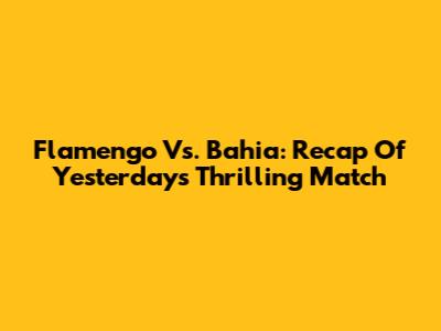 Flamengo Vs. Bahia: Recap Of Yesterday's Thrilling Match