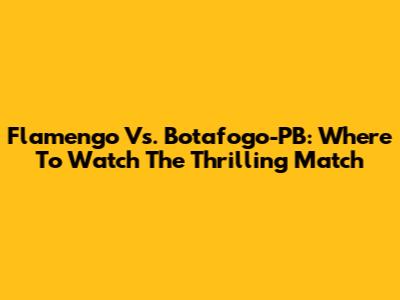 Flamengo Vs. Botafogo-PB: Where To Watch The Thrilling Match
