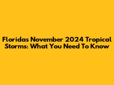 Florida's November 2024 Tropical Storms: What You Need To Know