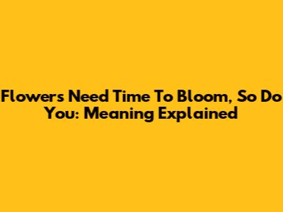 Flowers Need Time To Bloom, So Do You: Meaning Explained