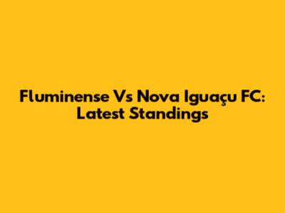 Fluminense Vs Nova Iguaçu FC: Latest Standings
