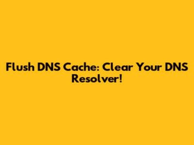 Flush DNS Cache: Clear Your DNS Resolver!