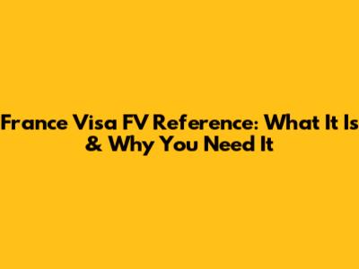 France Visa FV Reference: What It Is & Why You Need It