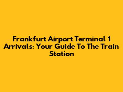 Frankfurt Airport Terminal 1 Arrivals: Your Guide To The Train Station
