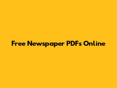 Free Newspaper PDFs Online