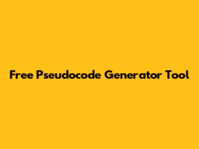 Free Pseudocode Generator Tool