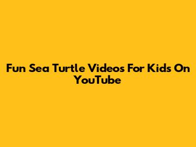 Fun Sea Turtle Videos For Kids On YouTube