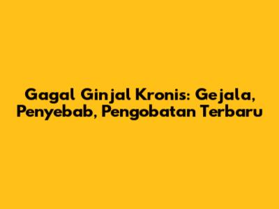 Gagal Ginjal Kronis: Gejala, Penyebab, Pengobatan Terbaru