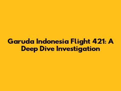 Garuda Indonesia Flight 421: A Deep Dive Investigation