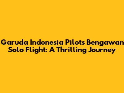 Garuda Indonesia Pilot's Bengawan Solo Flight: A Thrilling Journey
