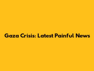 Gaza Crisis: Latest Painful News