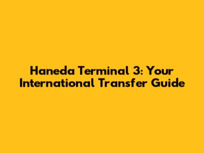 Haneda Terminal 3: Your International Transfer Guide
