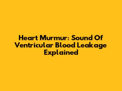 Heart Murmur: Sound Of Ventricular Blood Leakage Explained