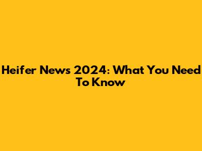 Heifer News 2024: What You Need To Know