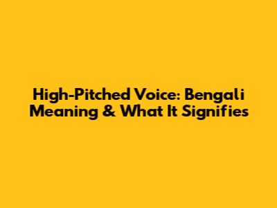 High-Pitched Voice: Bengali Meaning & What It Signifies