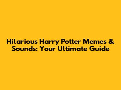 Hilarious Harry Potter Memes & Sounds: Your Ultimate Guide