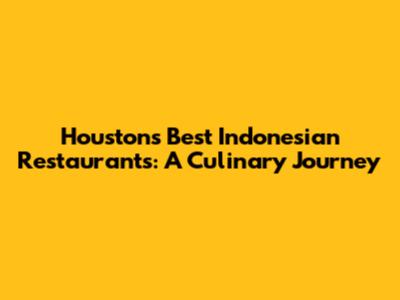 Houston's Best Indonesian Restaurants: A Culinary Journey