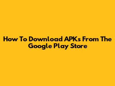 How To Download APKs From The Google Play Store