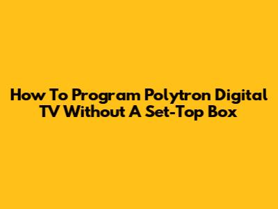How To Program Polytron Digital TV Without A Set-Top Box