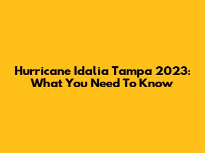 Hurricane Idalia Tampa 2023: What You Need To Know