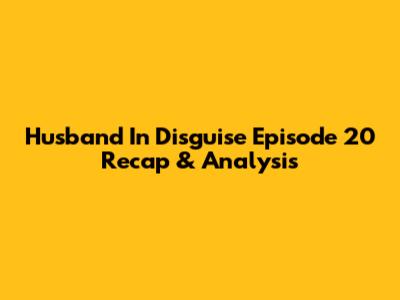 Husband In Disguise Episode 20 Recap & Analysis