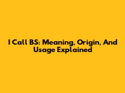 I Call BS: Meaning, Origin, And Usage Explained