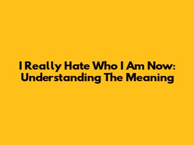I Really Hate Who I Am Now: Understanding The Meaning