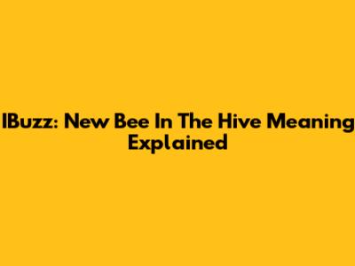 IBuzz: "New Bee In The Hive" Meaning Explained