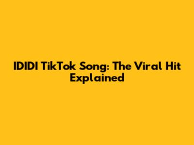 IDIDI TikTok Song: The Viral Hit Explained