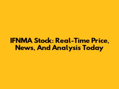 IFNMA Stock: Real-Time Price, News, And Analysis Today