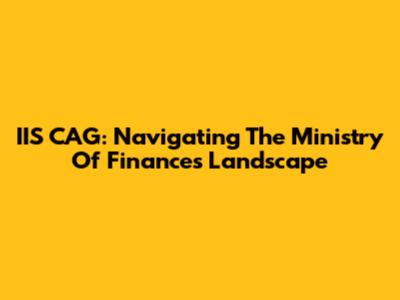 IIS CAG: Navigating The Ministry Of Finance's Landscape