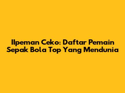 IIpeman Ceko: Daftar Pemain Sepak Bola Top Yang Mendunia