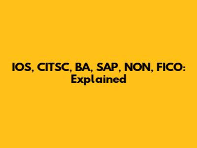 IOS, CITSC, BA, SAP, NON, FICO: Explained