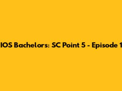 IOS Bachelor's: SC Point 5 - Episode 1
