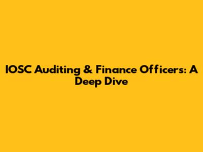IOSC Auditing & Finance Officers: A Deep Dive