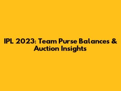 IPL 2023: Team Purse Balances & Auction Insights