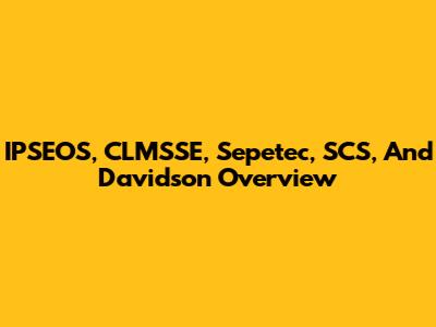 IPSEOS, CLMSSE, Sepetec, SCS, And Davidson Overview