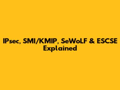 IPsec, SMI/KMIP, SeWoLF & ESCSE Explained