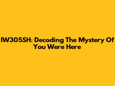 IW305SH: Decoding The Mystery Of 'You Were Here'